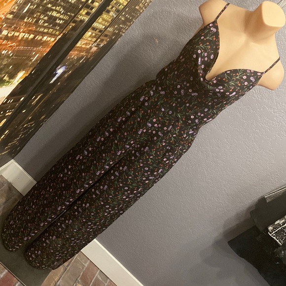 FREE PEOPLE / J.O.A. - sheer floral ties jumpsuit w top/shorts lining, zip - L - Picture 16 of 16